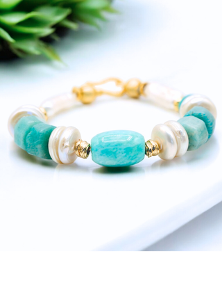 Baroque Pearl & Amazonite Bracelet