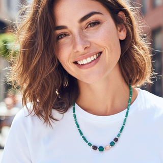 Green Aventurine & Sunstone Statement Necklace