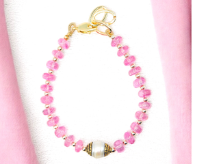Pink Topaz & Freshwater Pearl Bracelet