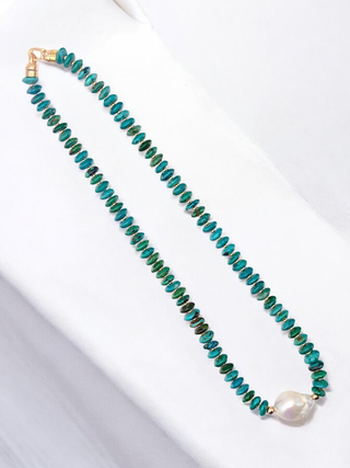 Hubei Turquoise & Baroque Pearl Necklace
