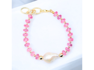 Pink Topaz & Freshwater Pearl Bracelet