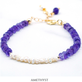 Dainty Gemstone Bracelet with Japanese Heishi Pearls