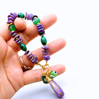 Charoite Bracelet with Malachite, Green Jade & Copper Turquoise
