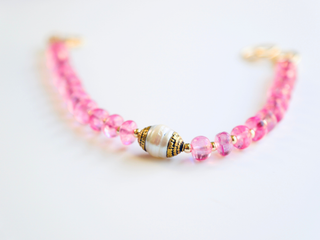 Pink Topaz & Freshwater Pearl Bracelet