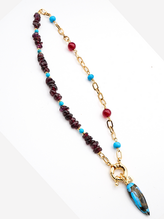 Bourdeux Autumn Bracelet/Choker with Garnet, Jade, Turquoise and Howlite