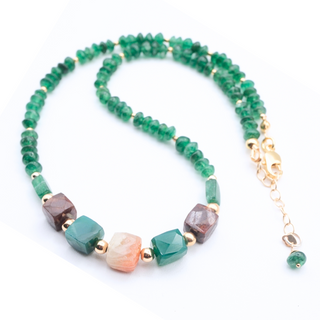 Green Aventurine & Sunstone Statement Necklace