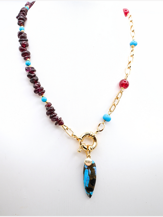 Bourdeux Autumn Bracelet/Choker with Garnet, Jade, Turquoise and Howlite
