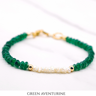 Dainty Gemstone Bracelet with Japanese Heishi Pearls