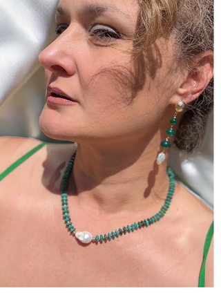 Hubei Turquoise & Baroque Pearl Necklace