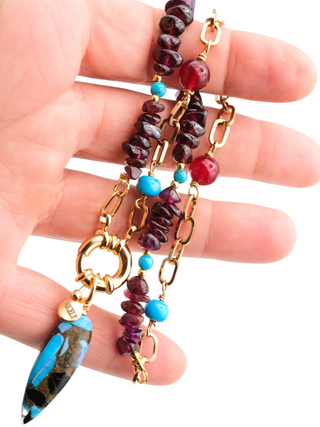 Bourdeux Autumn Bracelet/Choker with Garnet, Jade, Turquoise and Howlite