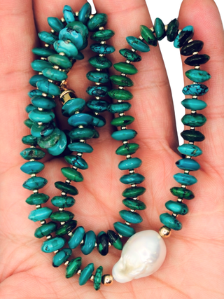Hubei Turquoise & Baroque Pearl Necklace