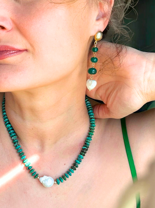 Hubei Turquoise & Baroque Pearl Necklace