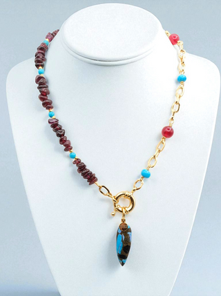 Bourdeux Autumn Bracelet/Choker with Garnet, Jade, Turquoise and Howlite