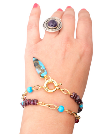 Bourdeux Autumn Bracelet/Choker with Garnet, Jade, Turquoise and Howlite