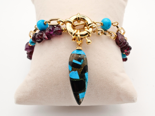 Bourdeux Autumn Bracelet/Choker with Garnet, Jade, Turquoise and Howlite