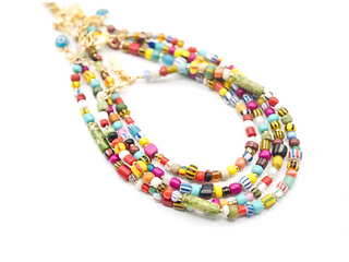 Multicolor Dainty Anklet with African Glass Seed Beads