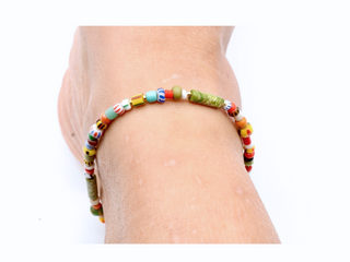 Multicolor Dainty Anklet with African Glass Seed Beads