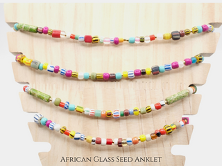 Multicolor Dainty Anklet with African Glass Seed Beads