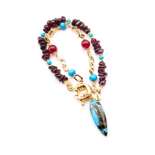 Bourdeux Autumn Bracelet/Choker with Garnet, Jade, Turquoise and Howlite