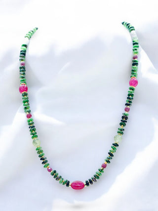 Ruby Jade, Prehnite and Ruby Zoisite Boho Necklace